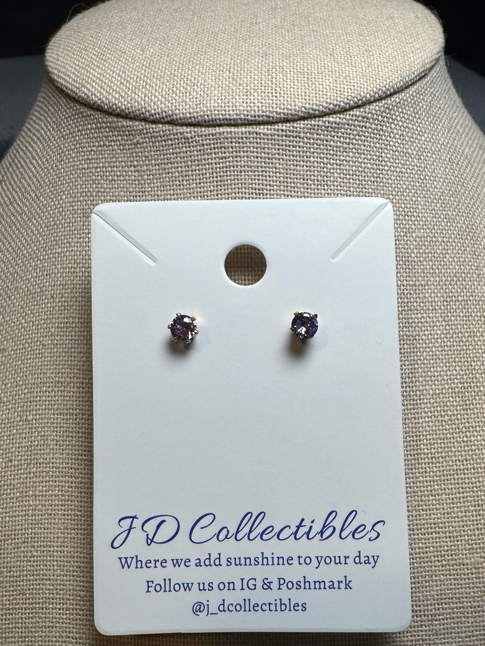 Swarovski Crystal Elements Pink Round Solitaire Stud Gold Prong Earrings